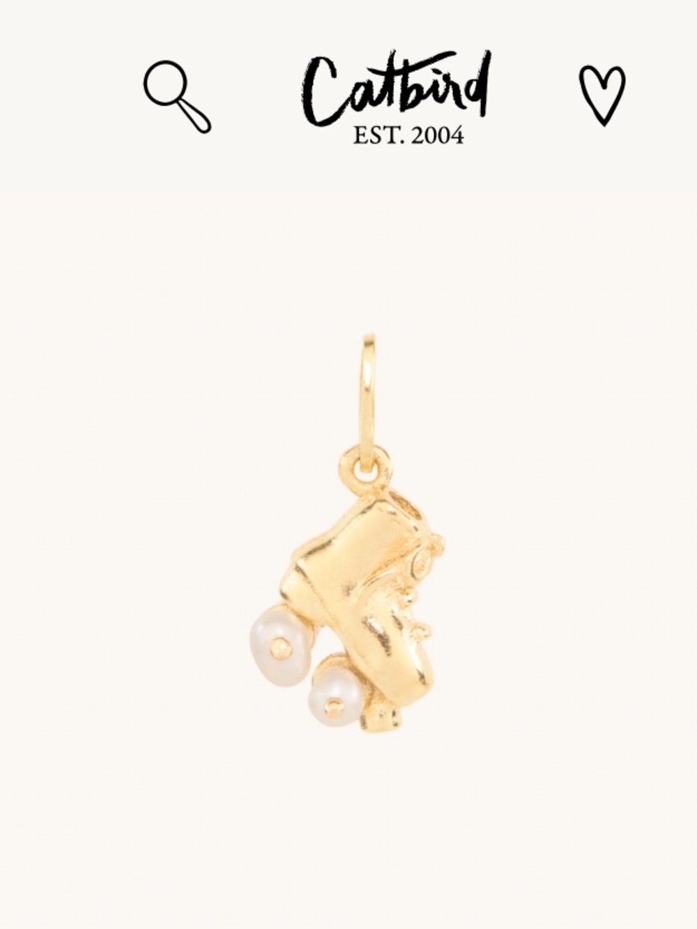 CATBIRD Pearl-Twirl Roller Skate Charm 14k Yellow Gold TINY roller skate charm - Picture 6 of 10